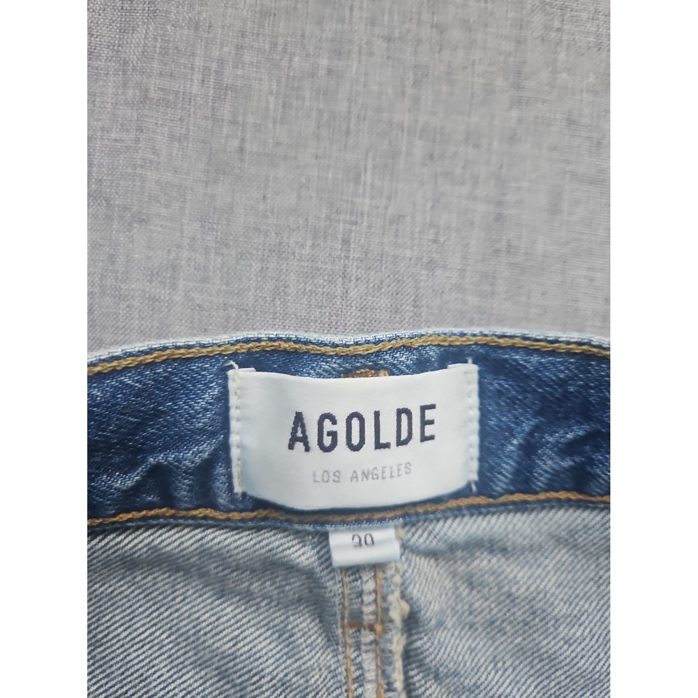 AGOLDE Hilla Denim Maxi Skirt Indigo Blue Raw Hem High Rise Size 30 - Picture 4 of 14